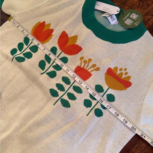 ✨NWT OXKnit Vintage Inspired Flower Knitted Top XL - Picture 4 of 8
